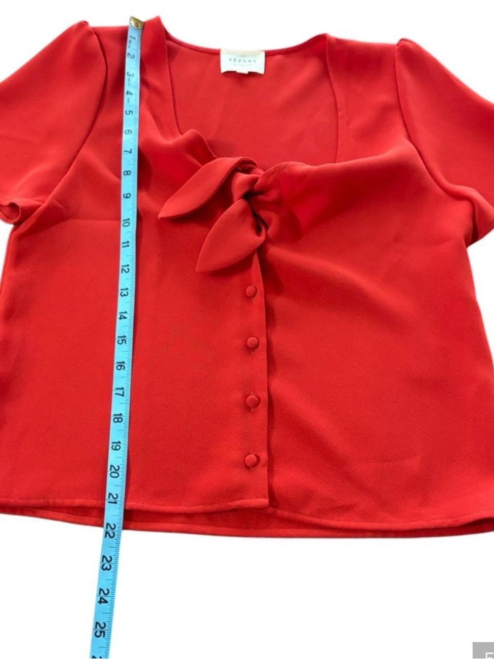 Sézane "Eloine" red tie front short sleeve blouse size 36 - open to offers - Picture 3 of 4